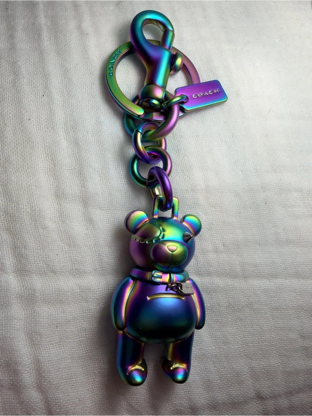 Coach 3D Hologram Oil Slick Teddy Bear Bag Charm